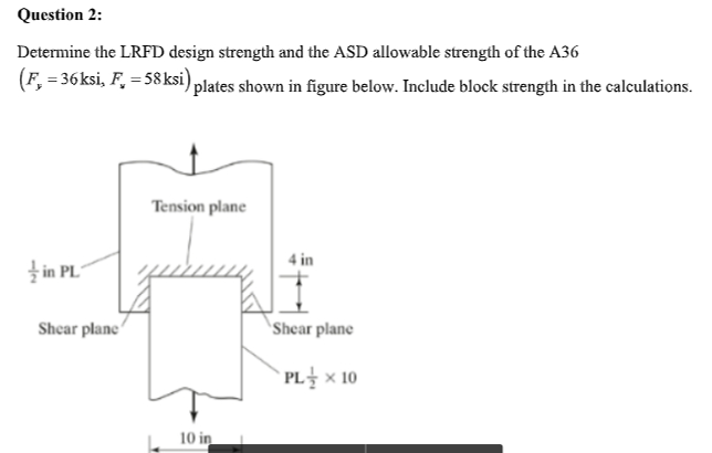Question 2 : Determine the LRFD design strength