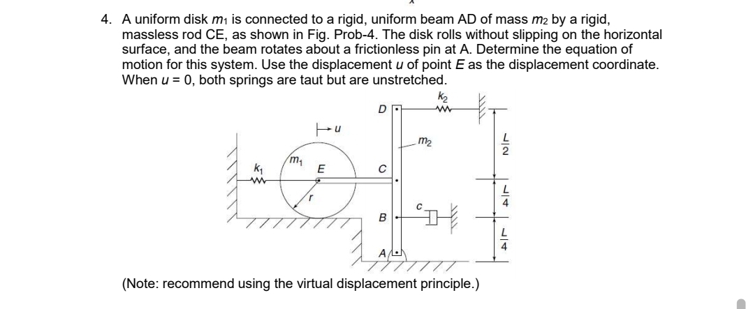 A uniform disk m 1 is connected to a rigid,