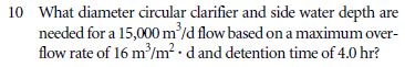1 0 What diameter circular clarifier and side