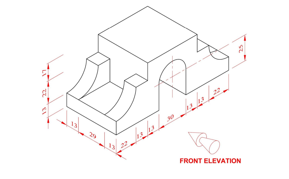 Draw the Orthographic views ( elevation , end