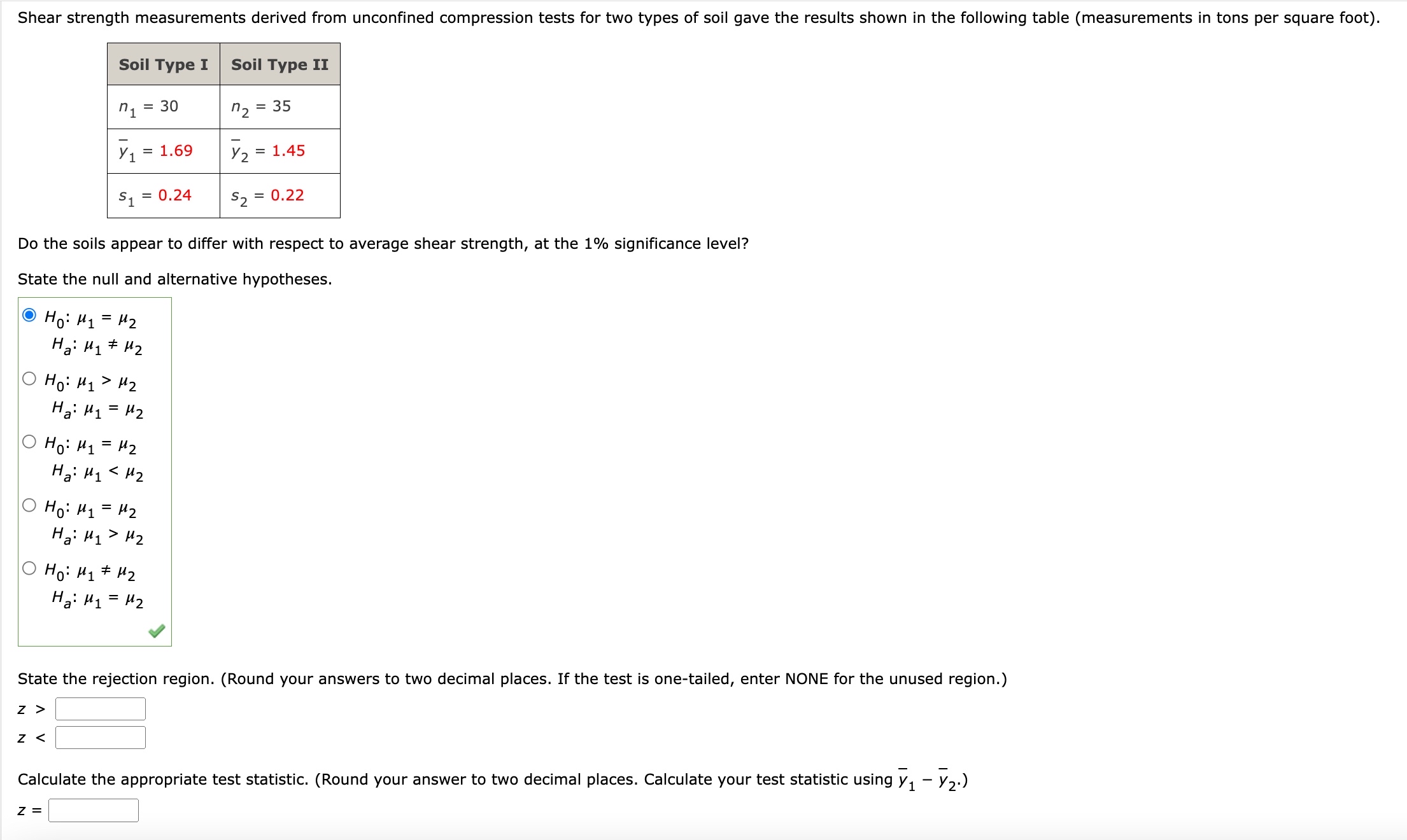 Shear strength measurements derived from