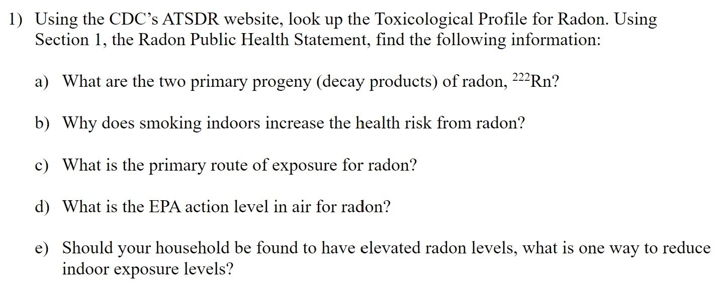 Using the CDC ' s ATSDR website, look up the