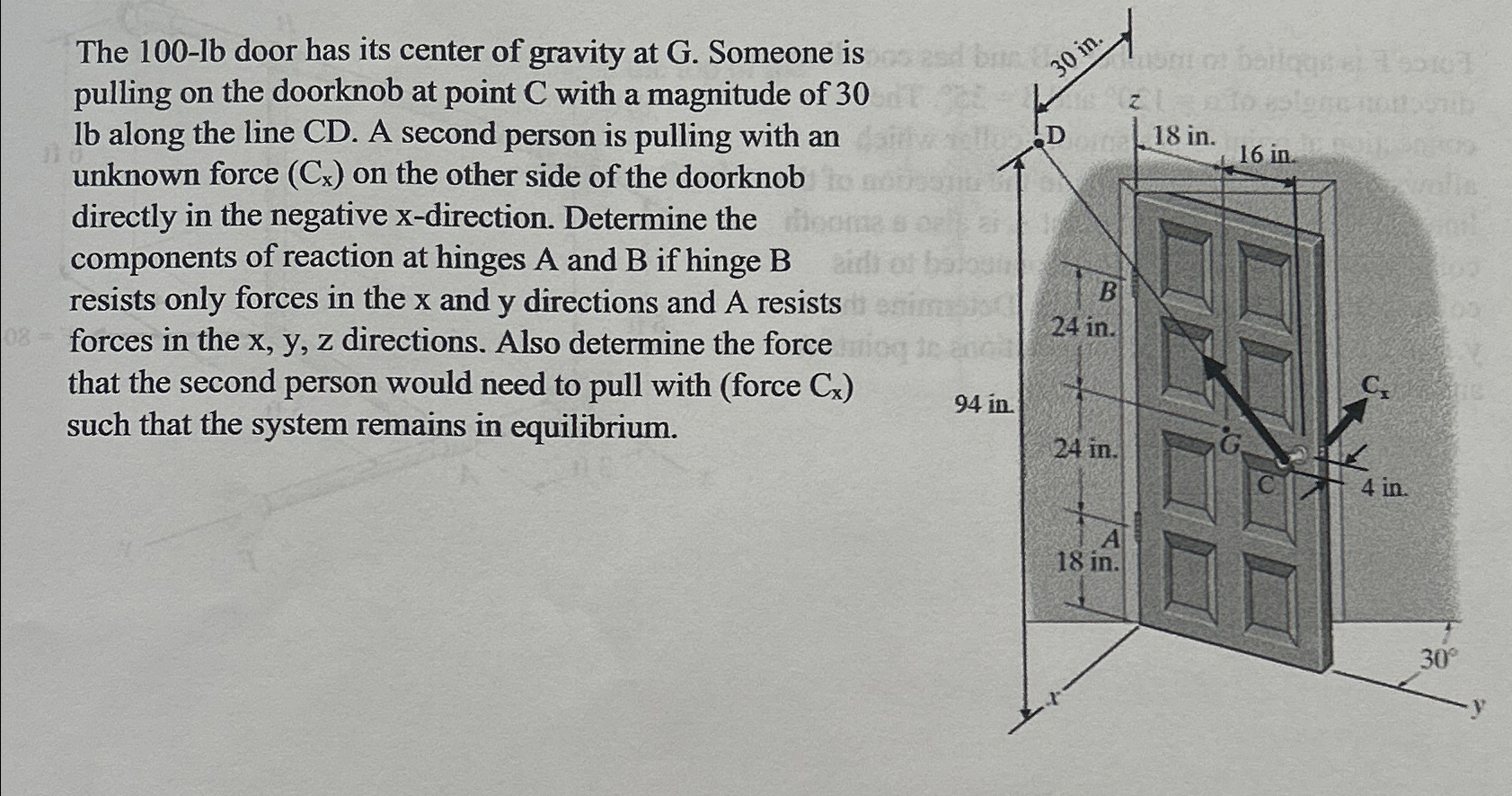 The 1 0 0 - 1 b door has its center of gravity at