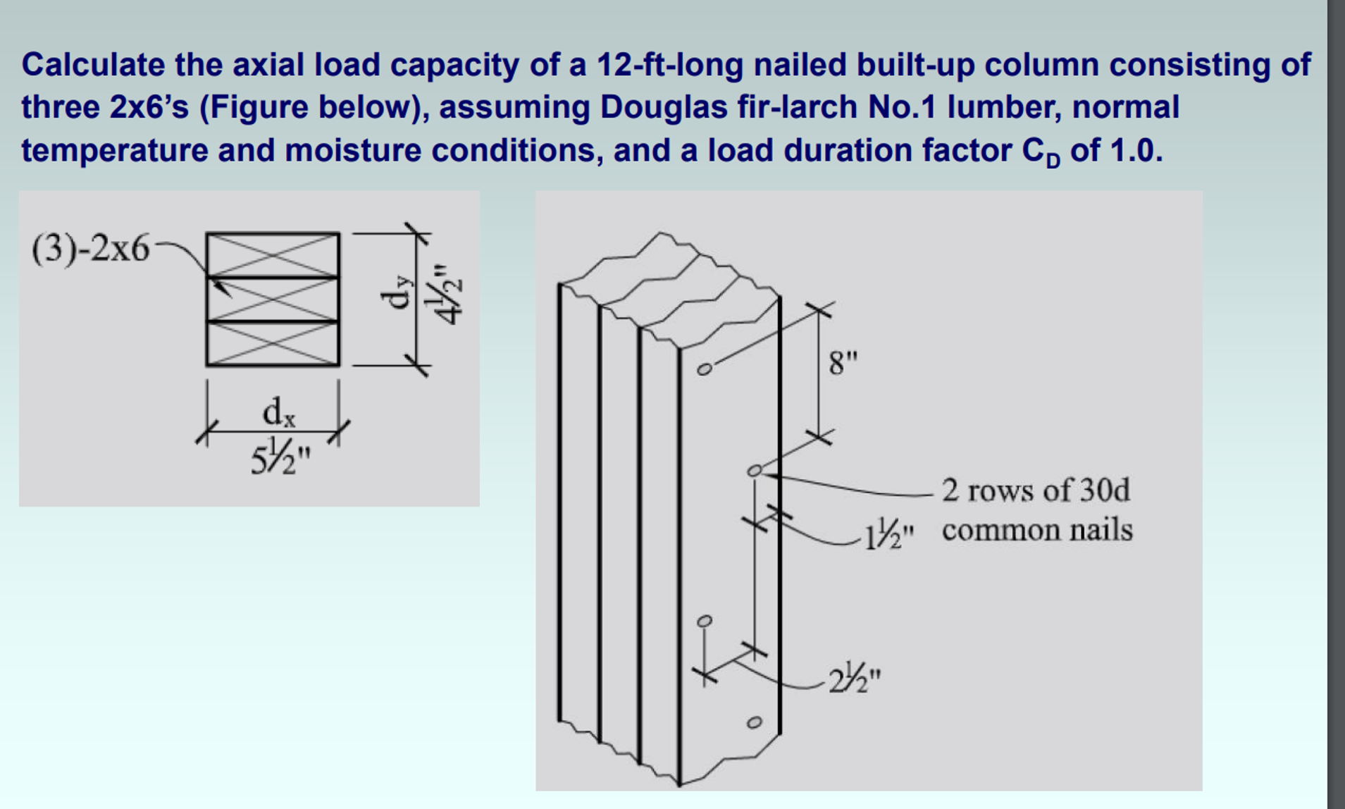 Calculate the axial load capacity of a 1 2 - ft -