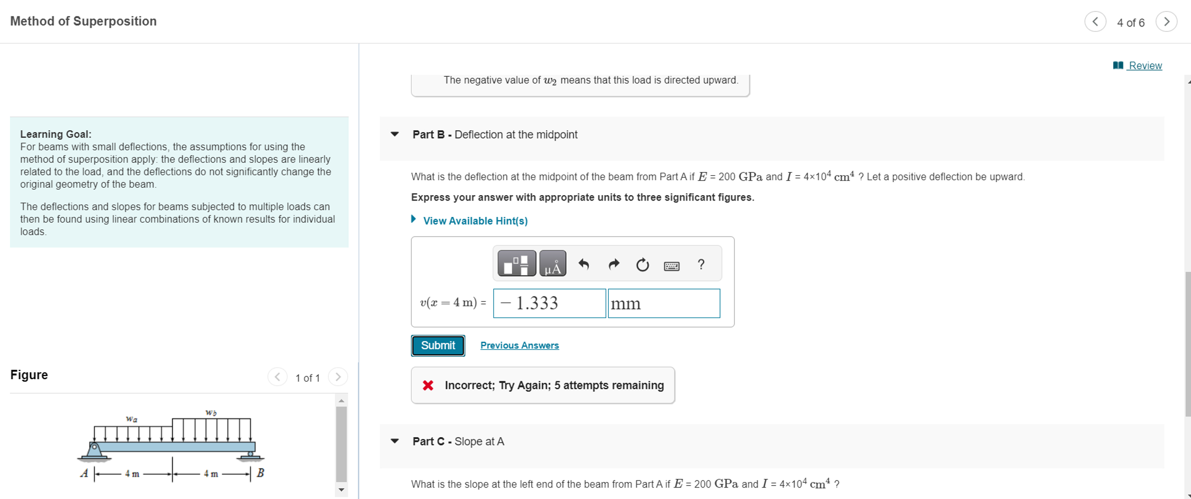 The negative value of w 2 means that this load is