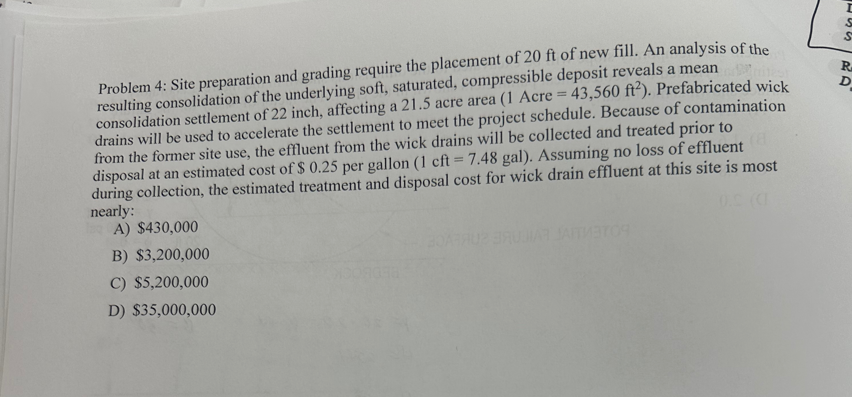 Problem 4 : Site preparation and grading require