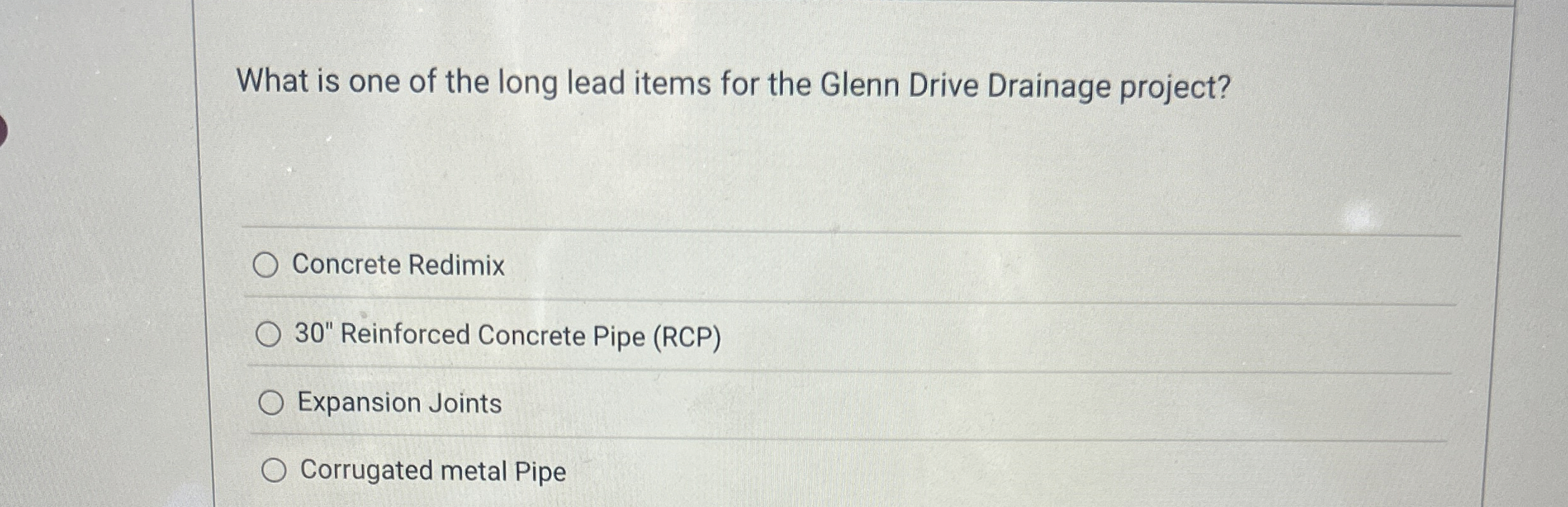 What is one of the long lead items for the Glenn