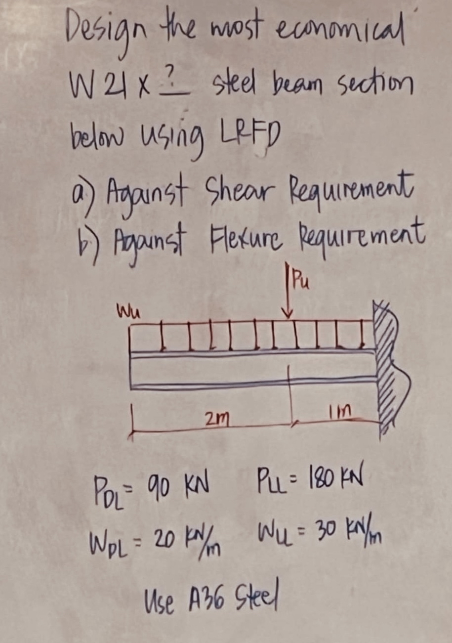 Design the most economical W 2 1 ? sted beam
