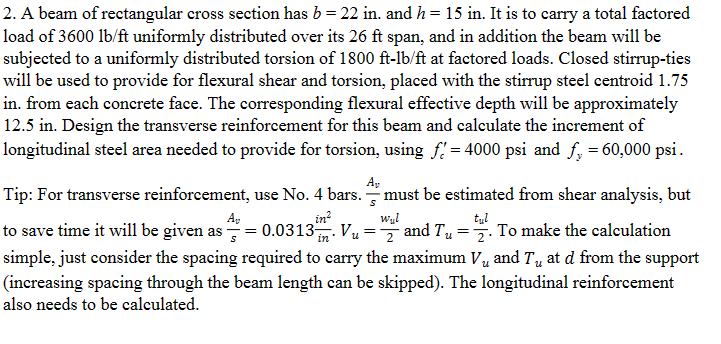 A beam of rectangular cross section has b = 2 2