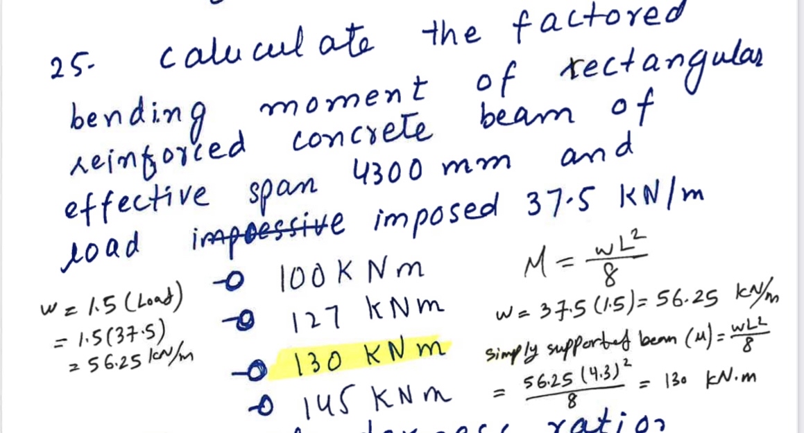 calucul ate the factored bending moment of