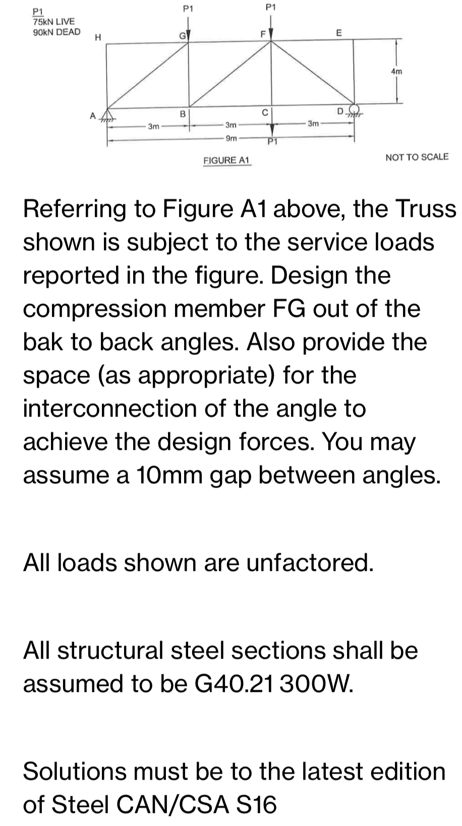 Referring to Figure A 1 above, the Truss shown is