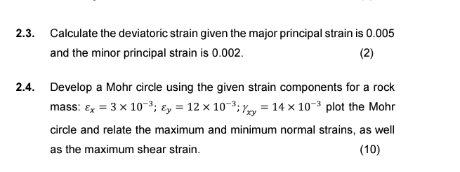 2 . 3 . Calculate the deviatoric strain given the
