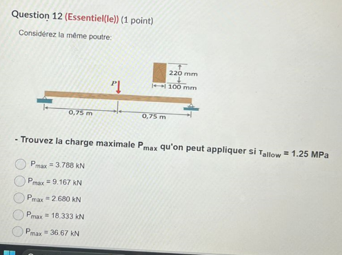 Question 1 2 ( Essentiel ( le ) ) ( 1 point )