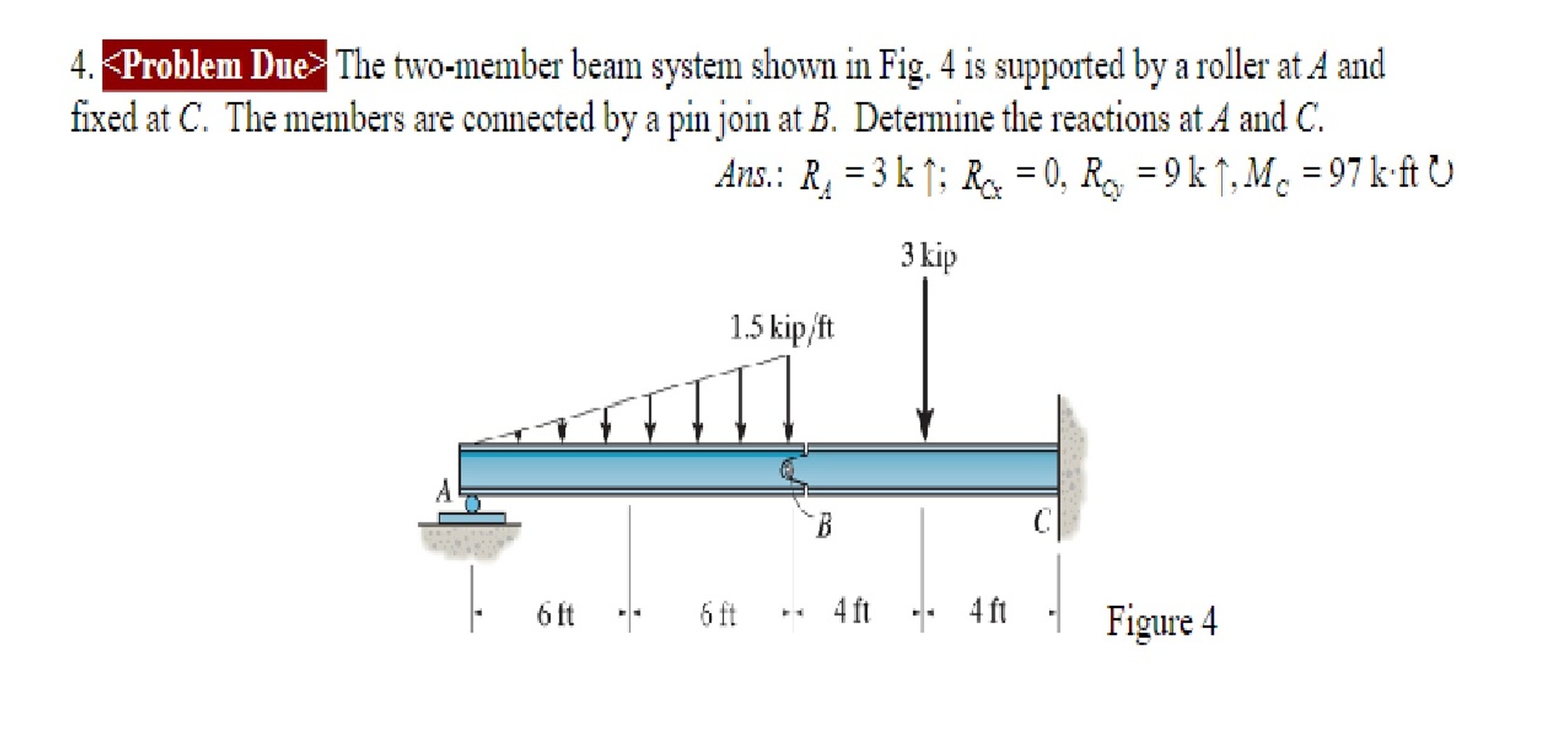 The two - member beam system shown in Fig. 4 is