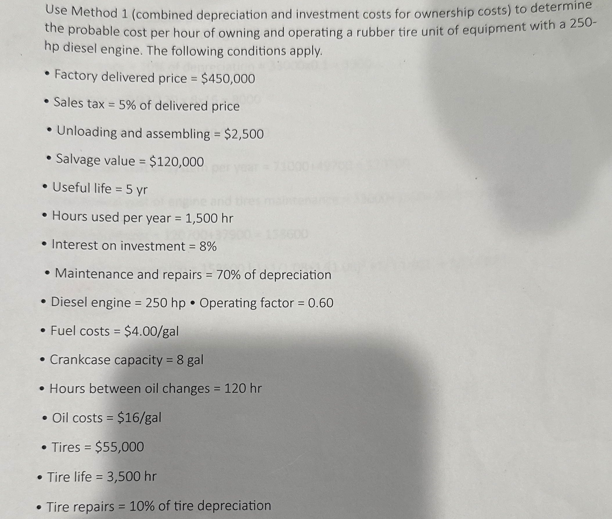 Use Method 1 ( combined depreciation and