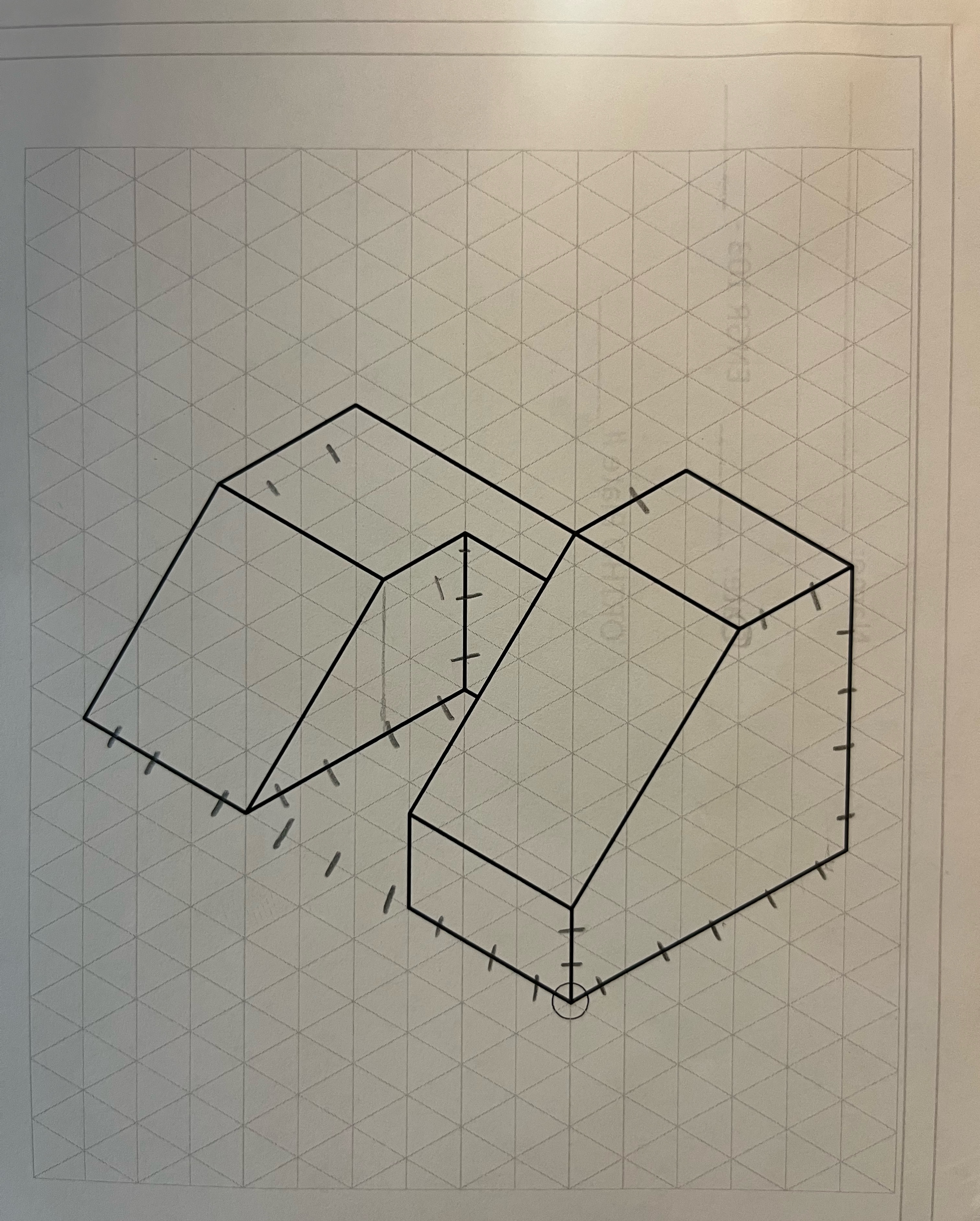 Draw orthographic drawing on graph paper