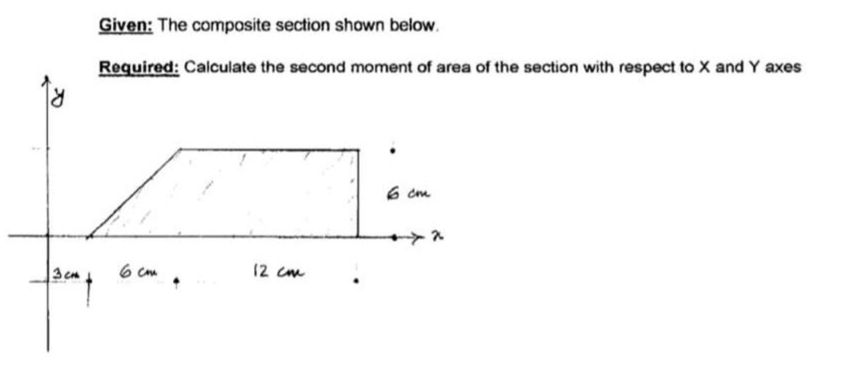 Given: The composite section shown below.