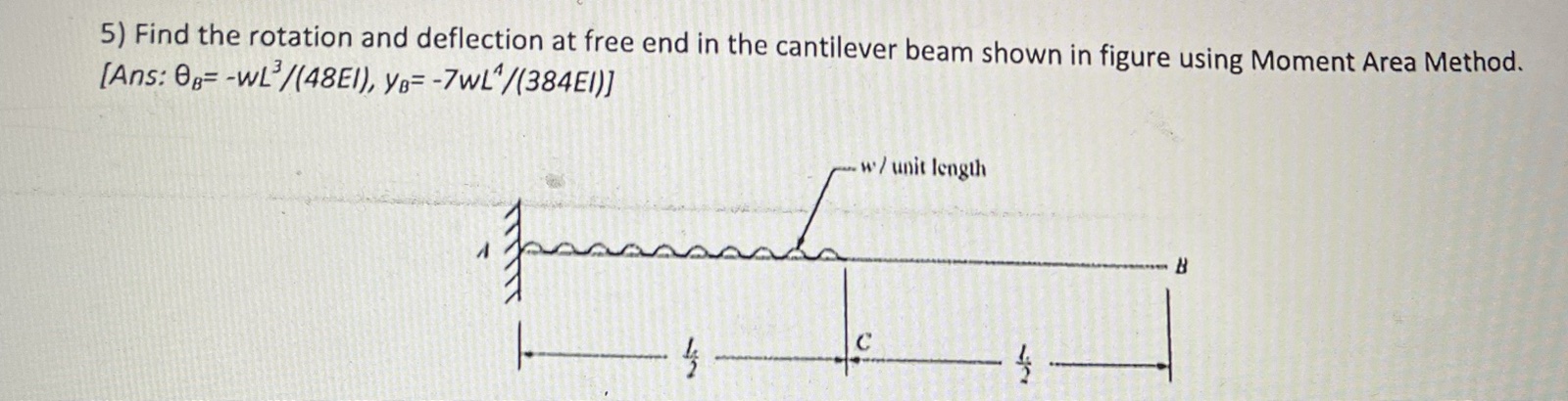 Find the rotation and deflection at free end in