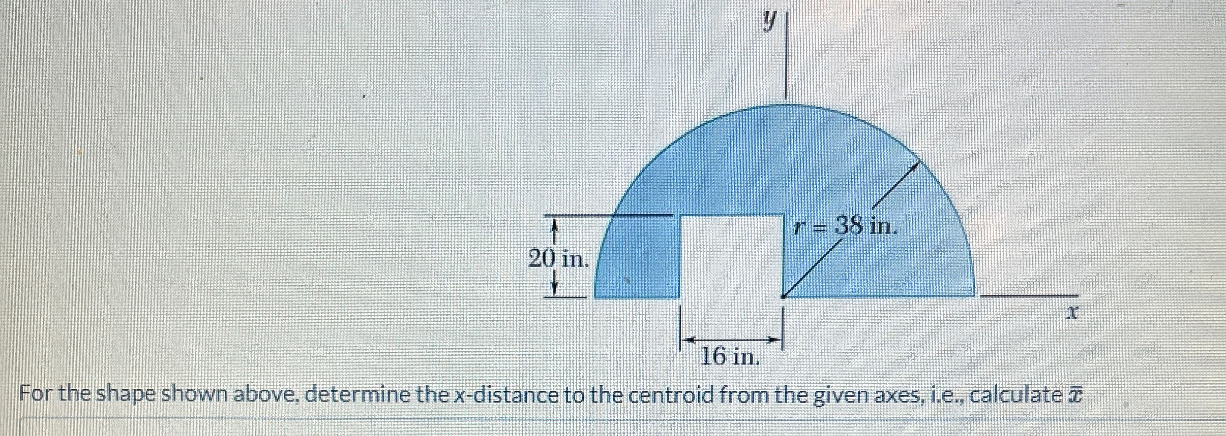 For the shape shown above, determine the x -
