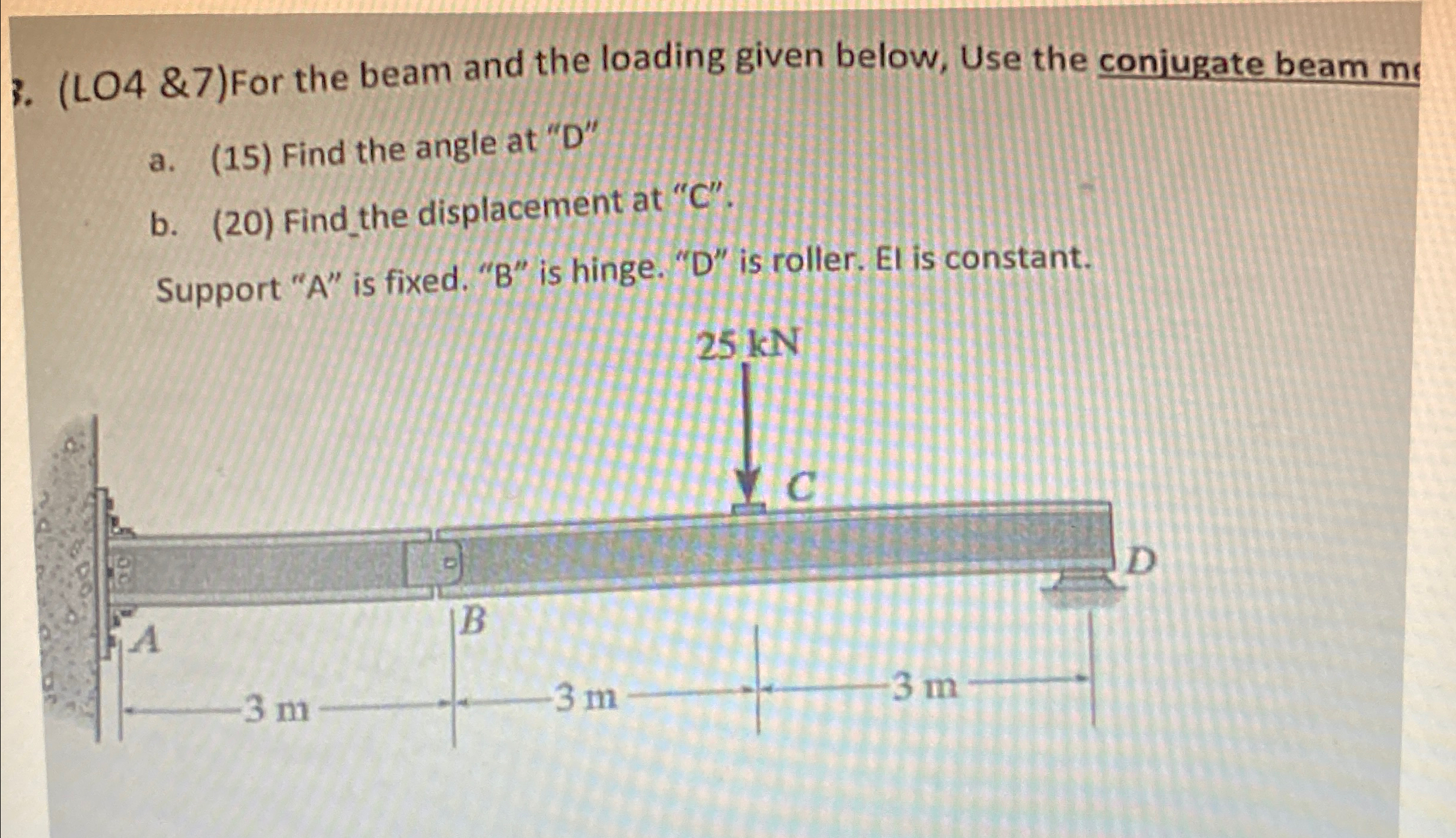 ( LO 4 & 7 ) For the beam and the loading given