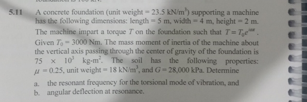 5 . 1 1 A concrete foundation ( unit weight = 2 3