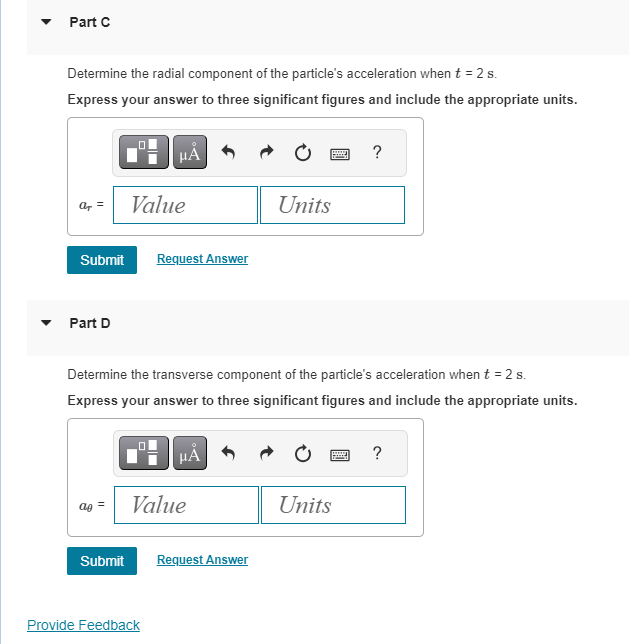 A particle's position is described by the polar