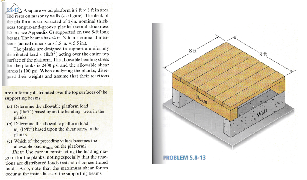 5 . 8 - 1 3 A square wood platform is 8 f t 8 f t