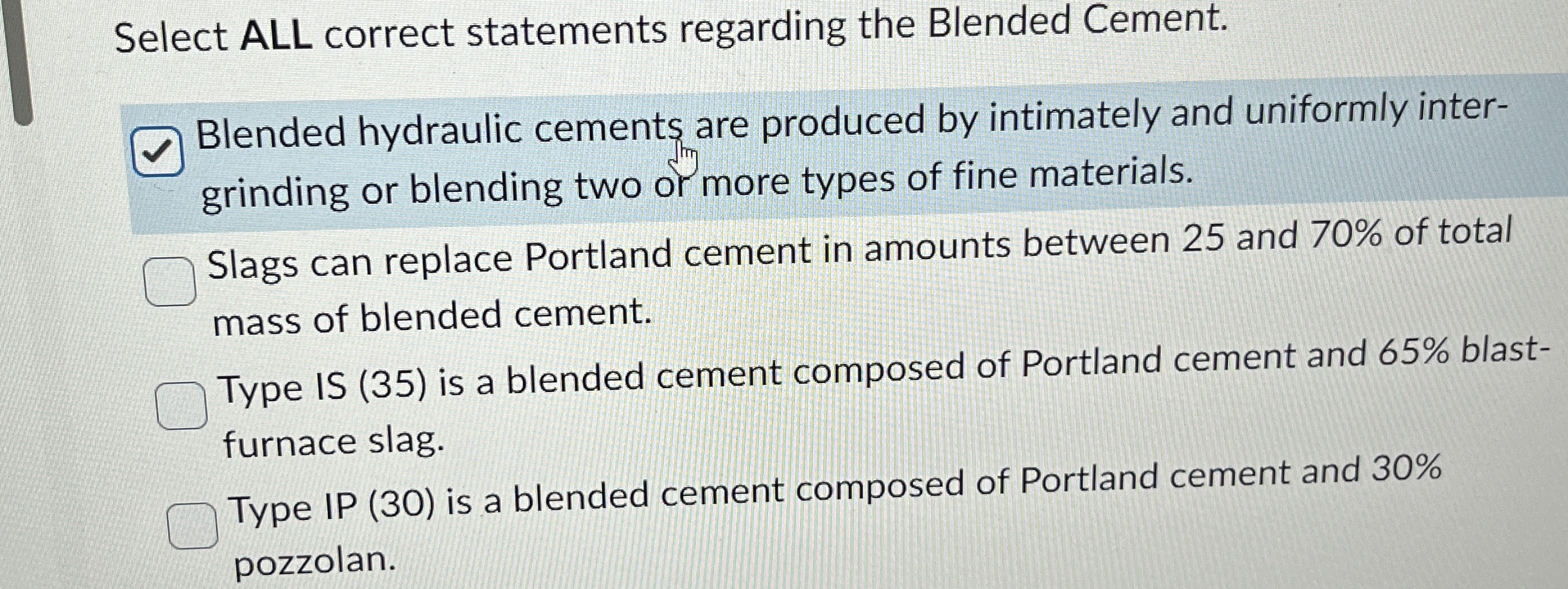 Select ALL correct statements regarding the