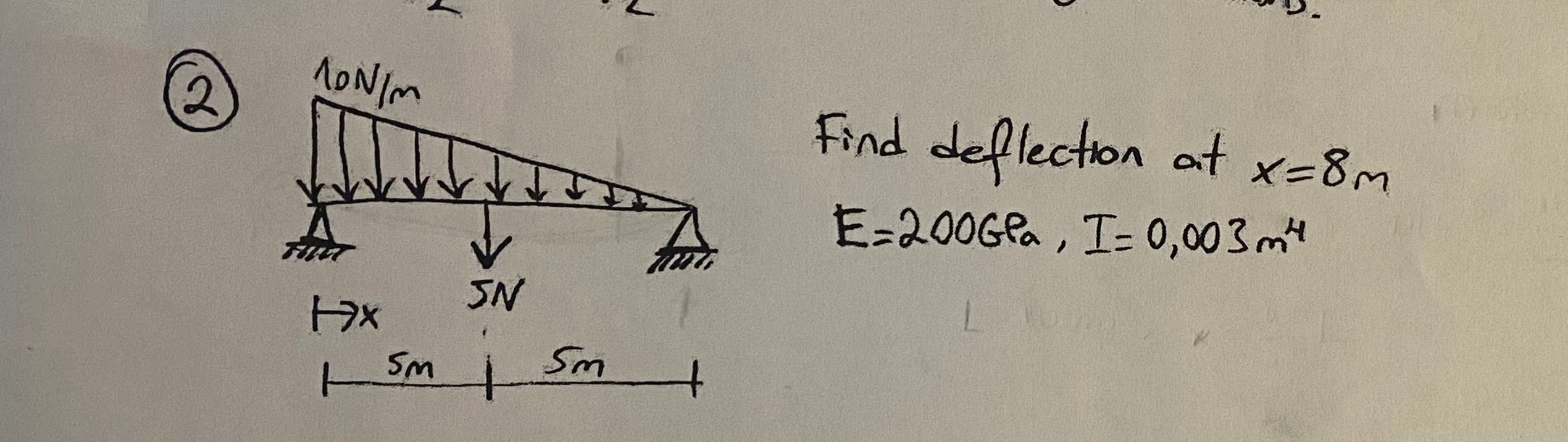 ( 2 ) Find deflection at x = 8 m E = 2 0 0 G e a