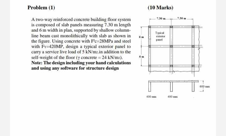 Problem ( 1 ) A two - way reinforced concrete