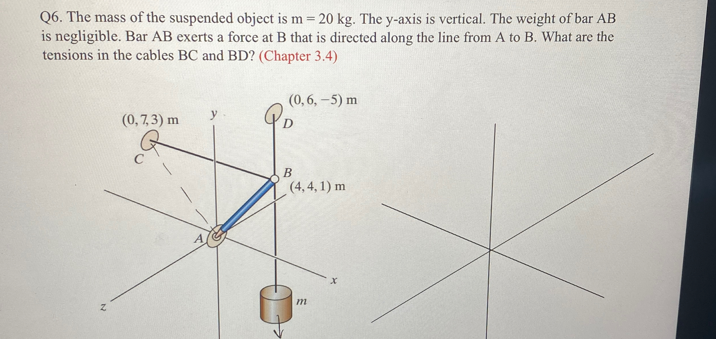 Q 6 . The mass of the suspended object is m = 2 0
