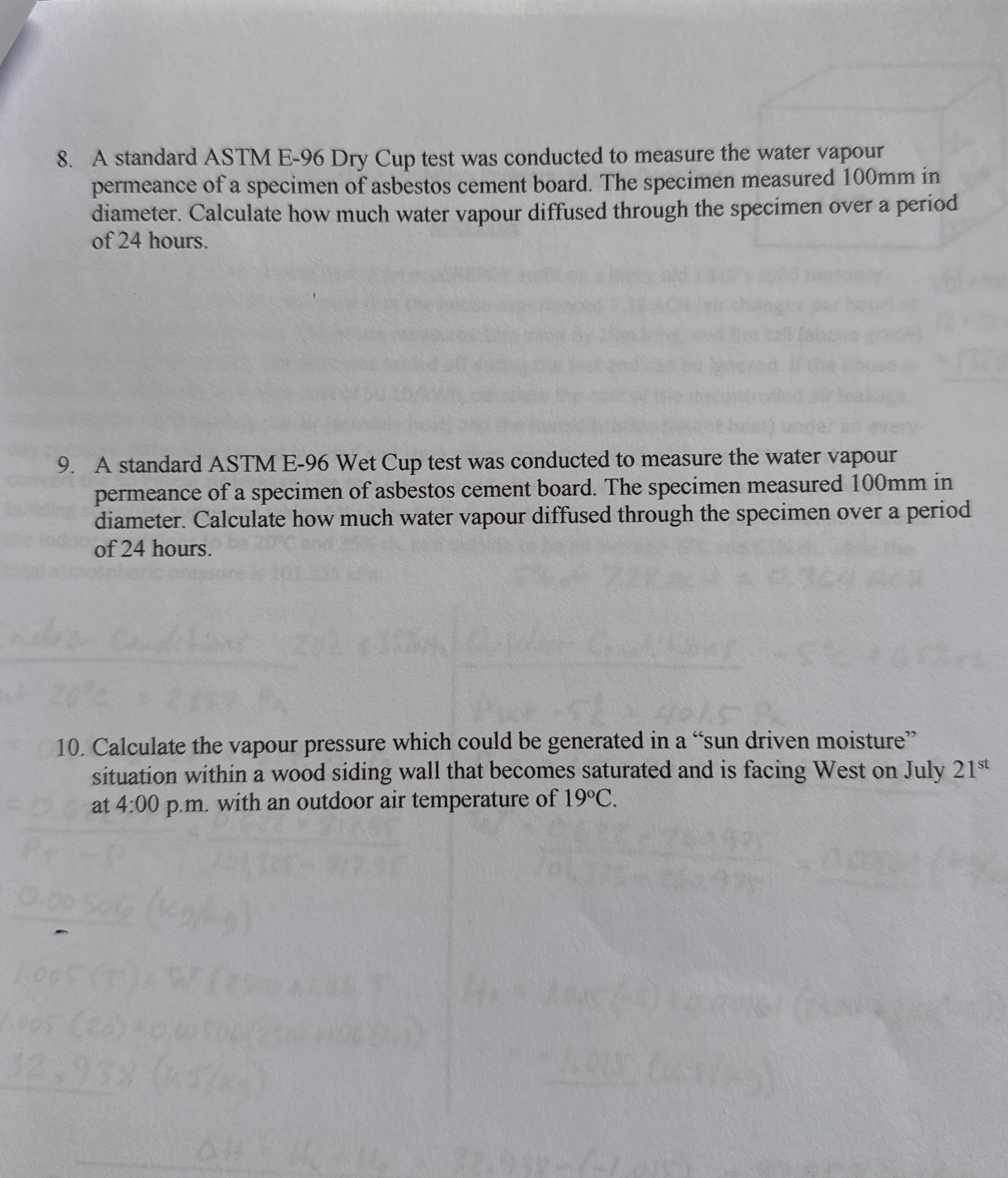 A standard ASTM E - 9 6 Dry Cup test was