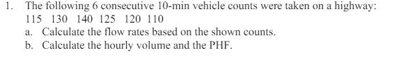 The following 6 consecutive 1 0 - min vehicle