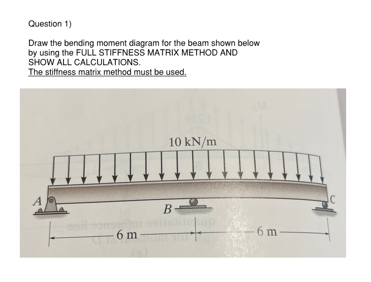 Question 1 ) Draw the bending moment diagram for