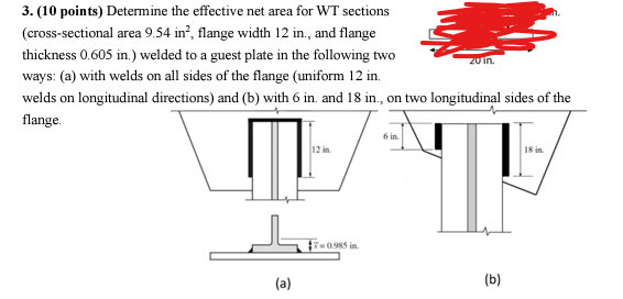 ( 1 0 points ) Determine the effective net area