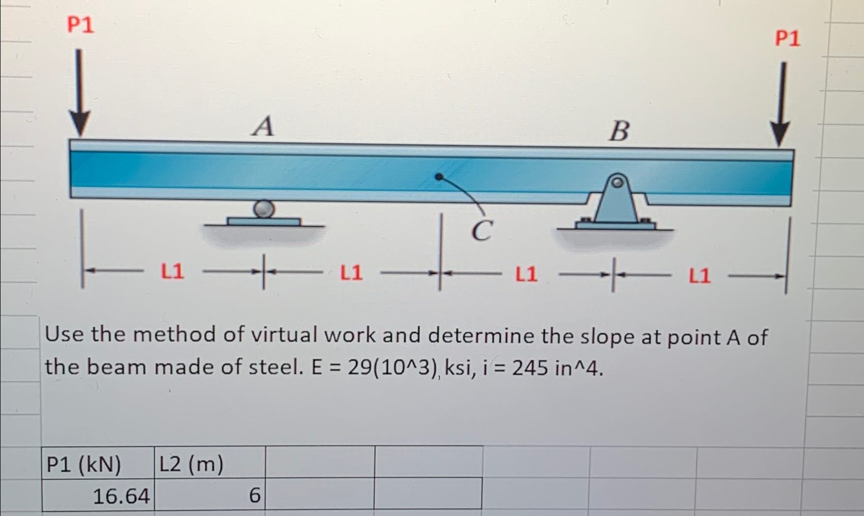 Use the method of virtual work and determine the
