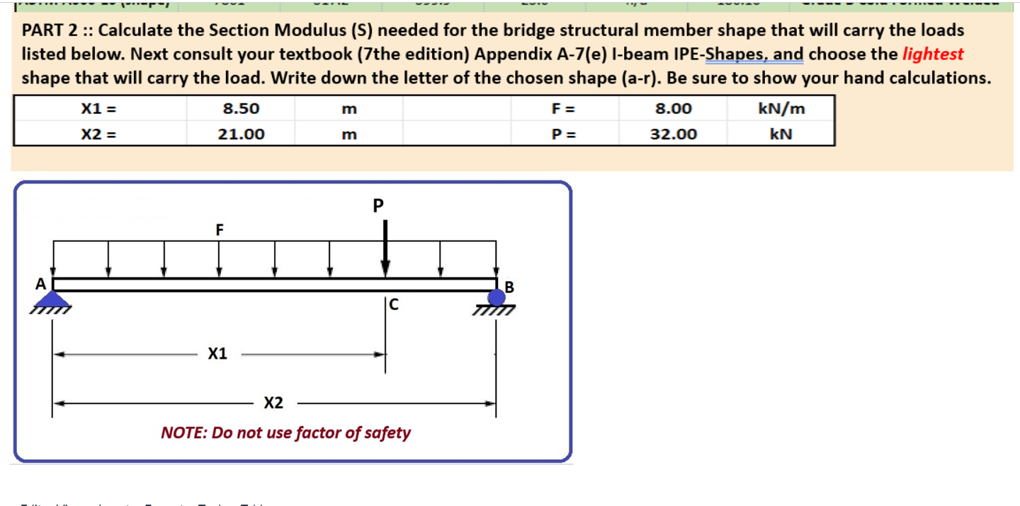 PART 2 :: Calculate the Section Modulus ( S )