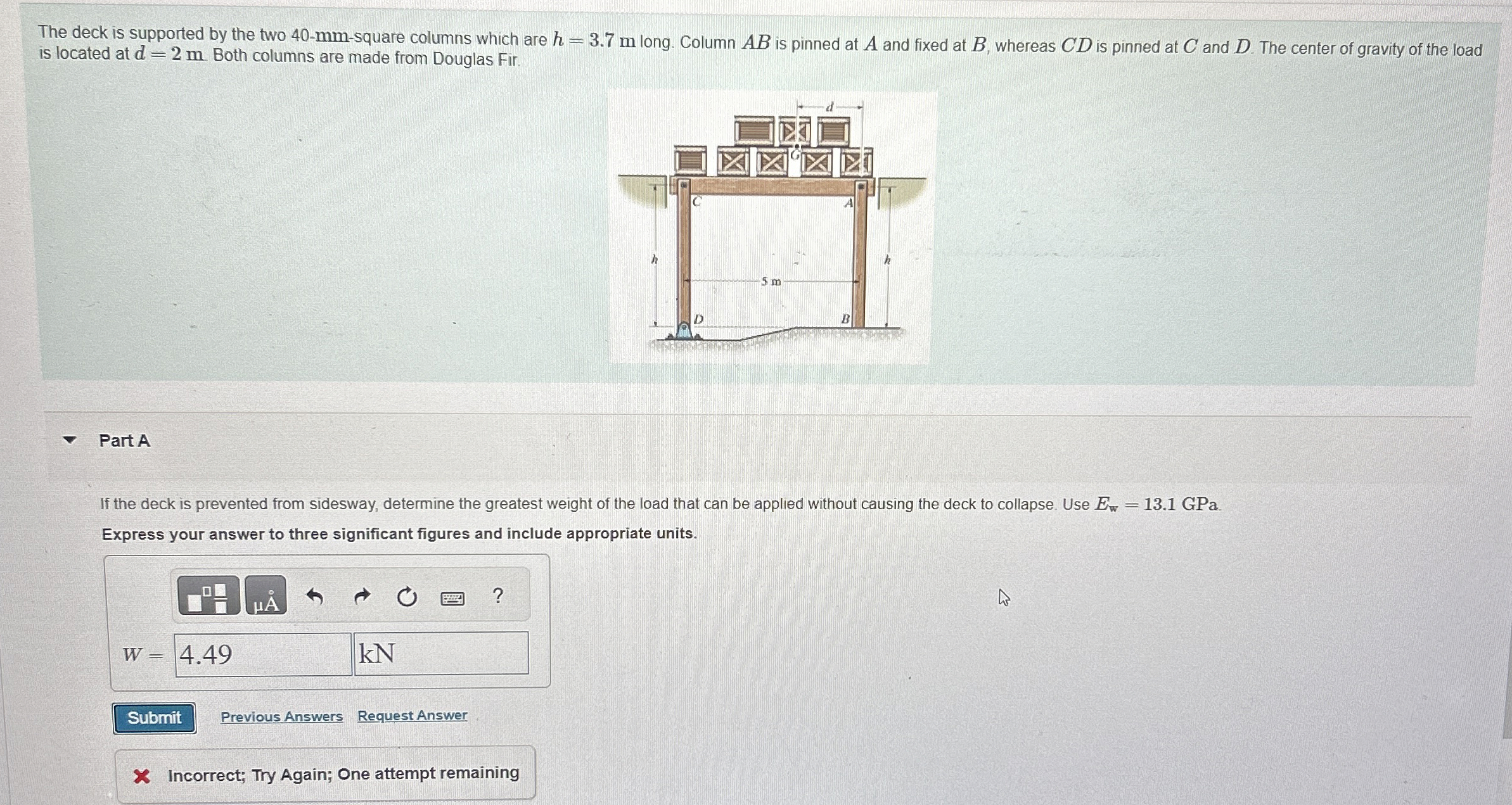 The deck is supported by the two 4 0 - mm -