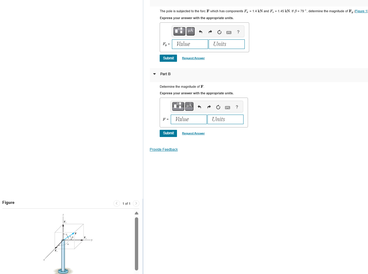 The pole is subjected to the forc F which has