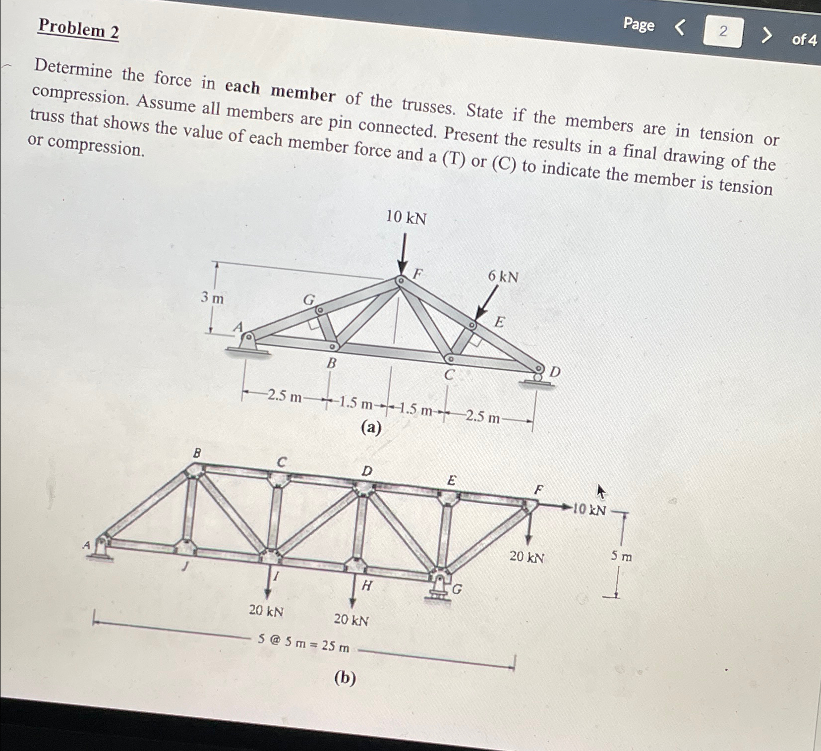 Problem 2 Page 2 of 4 Determine the force in each
