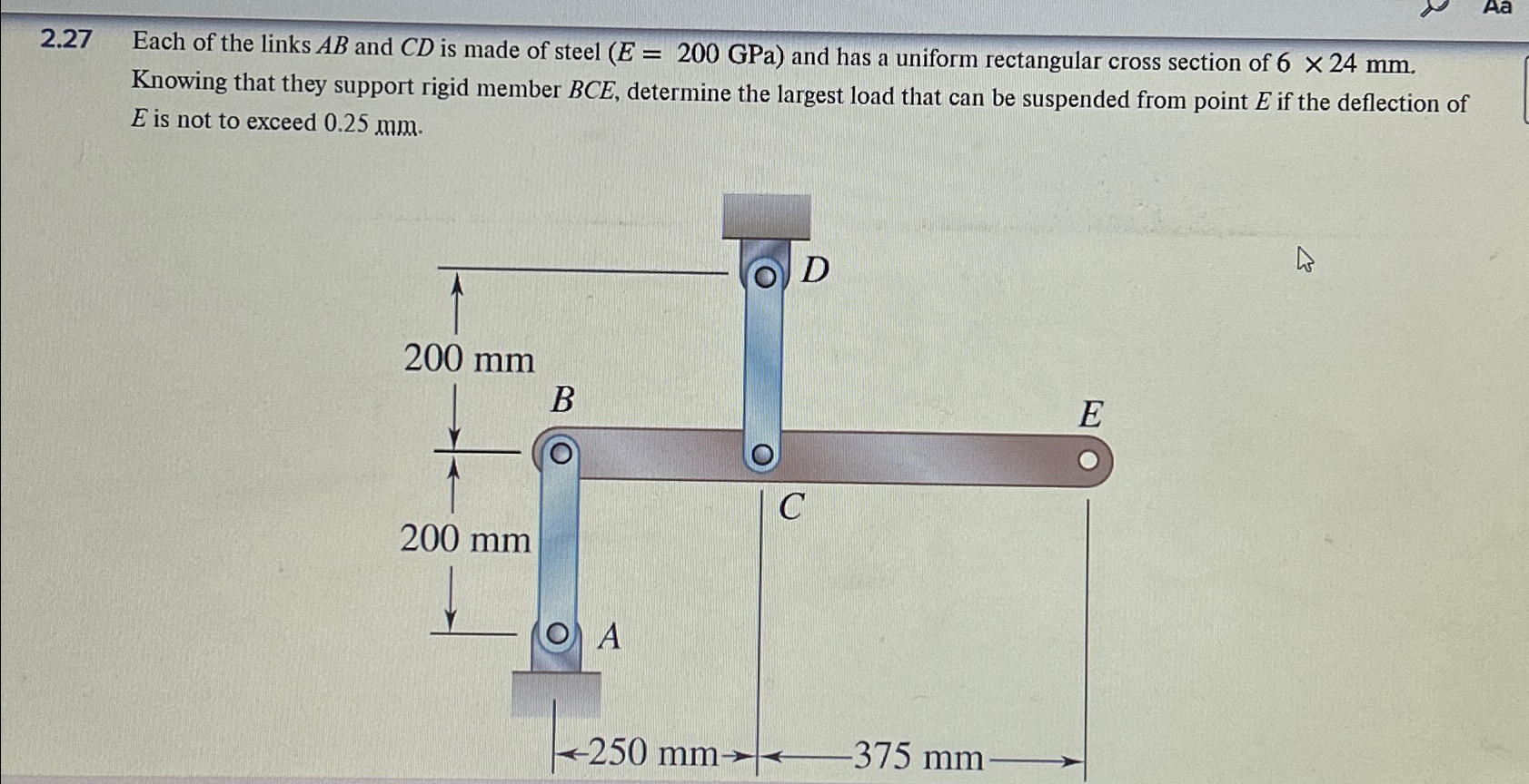 2 . 2 7 Each of the links A B and C D is made of