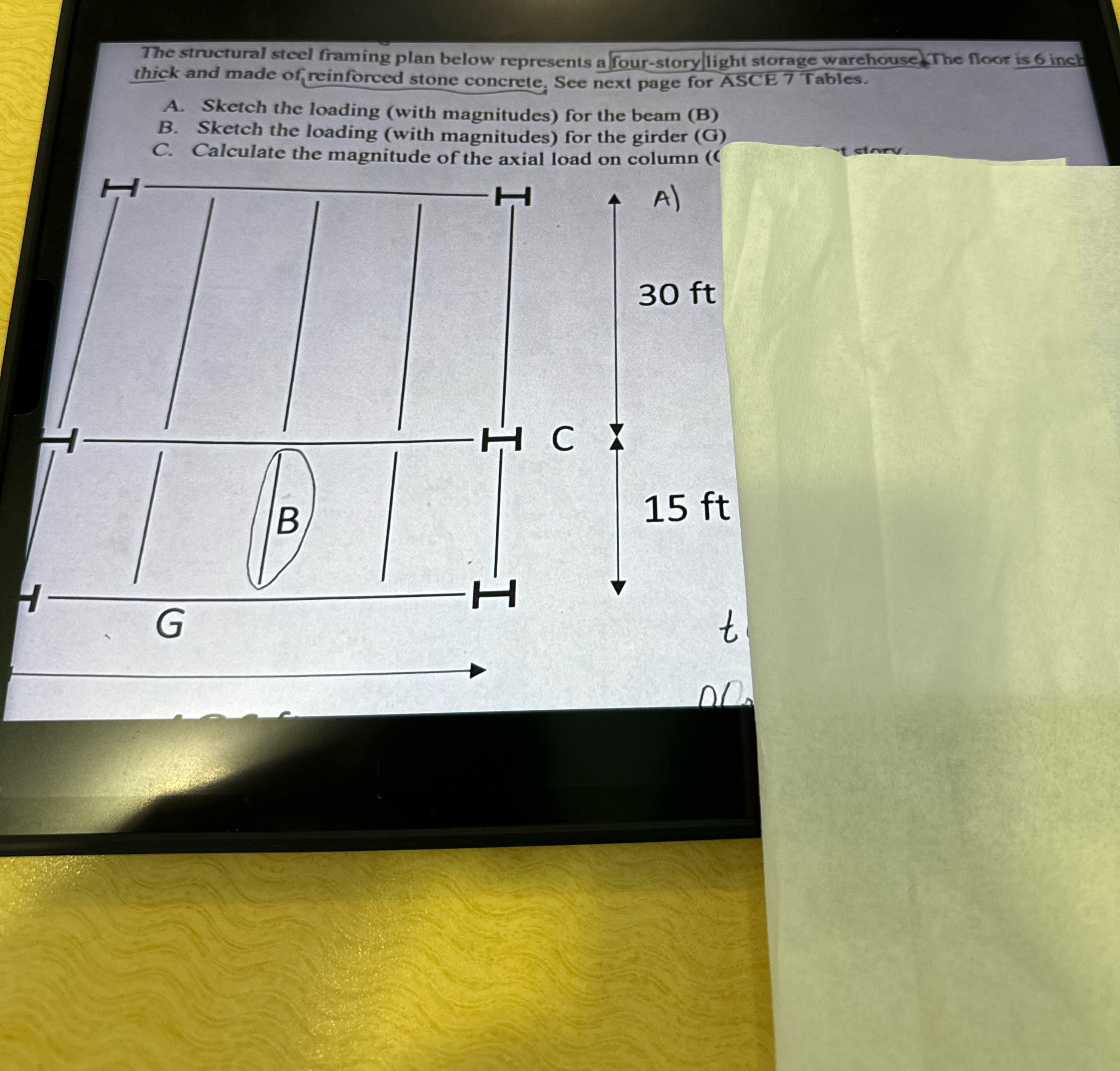 The structural steel framing plan below
