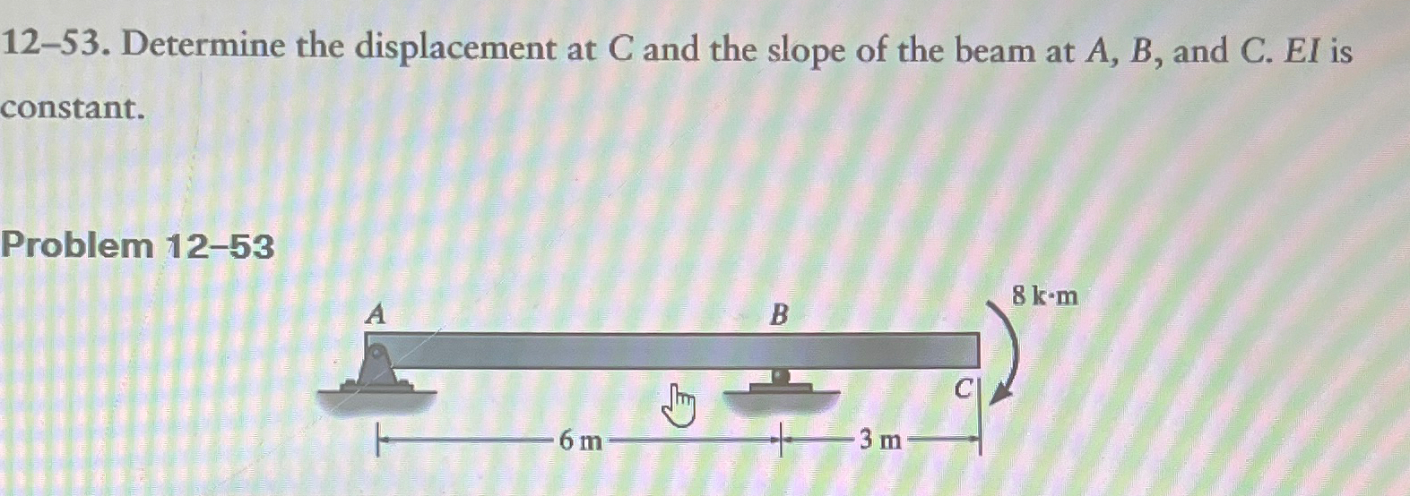 1 2 - 5 3 . Determine the displacement at C and