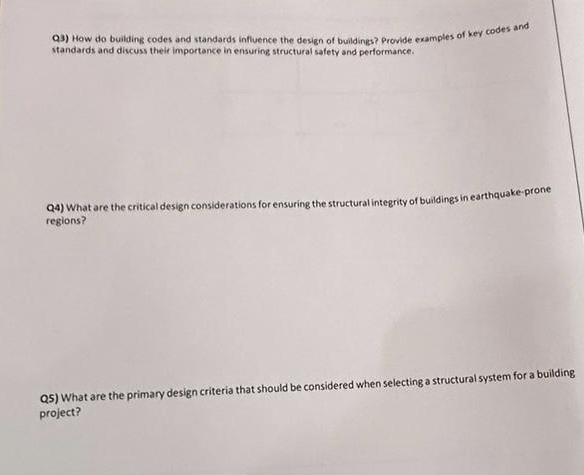 Q 3 ) How do building codes and standards