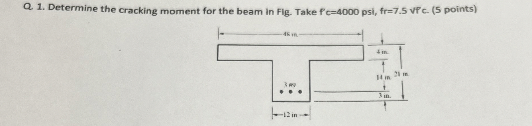 Q . 1 . Determine the cracking moment for the