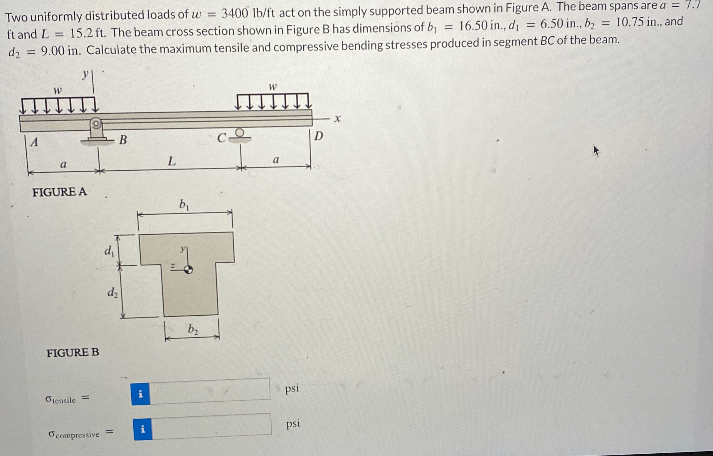 Two uniformly distributed loads of w = 3 4 0 0 l