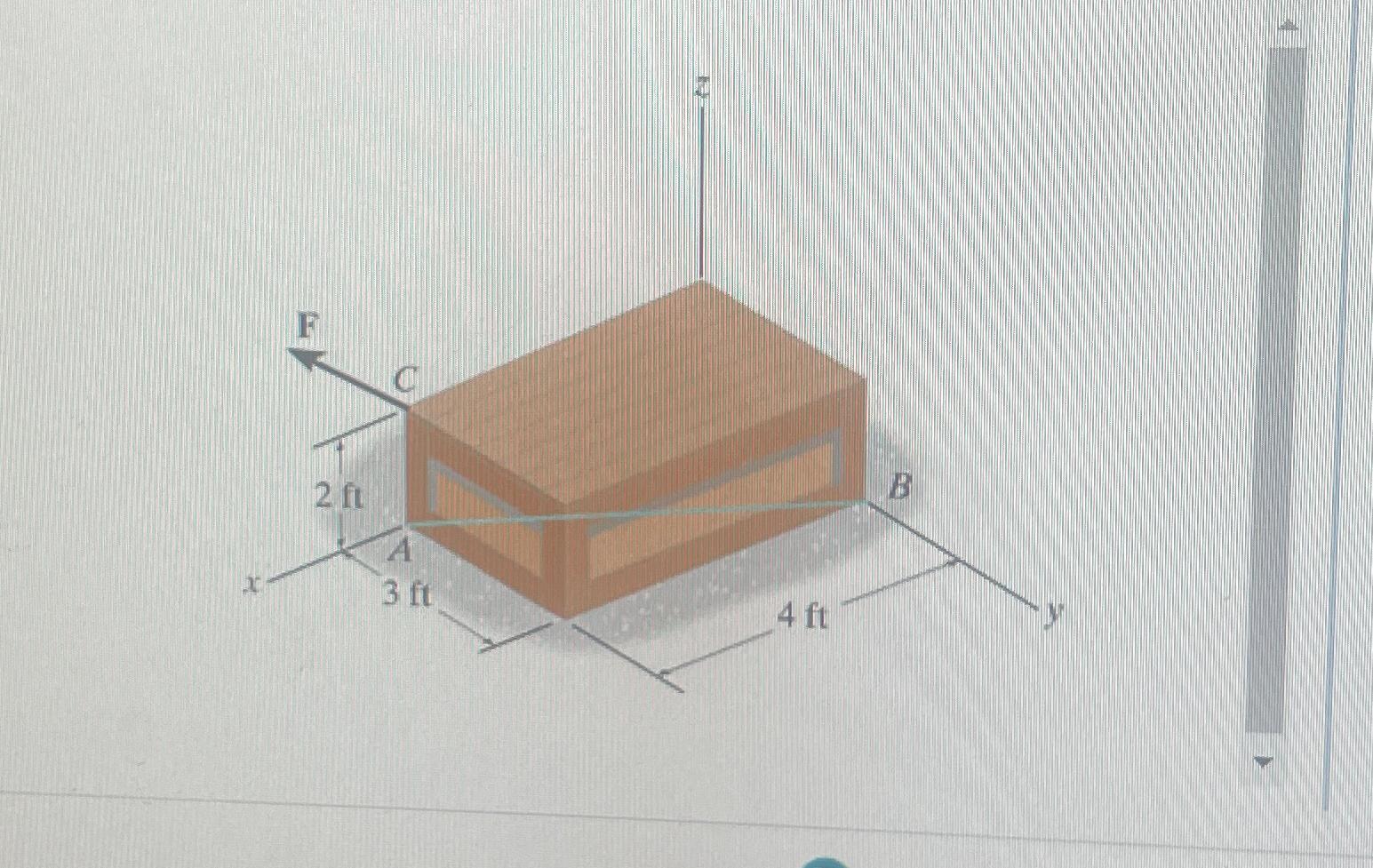 Determine the moment of the force F = { 5 0 i - 3