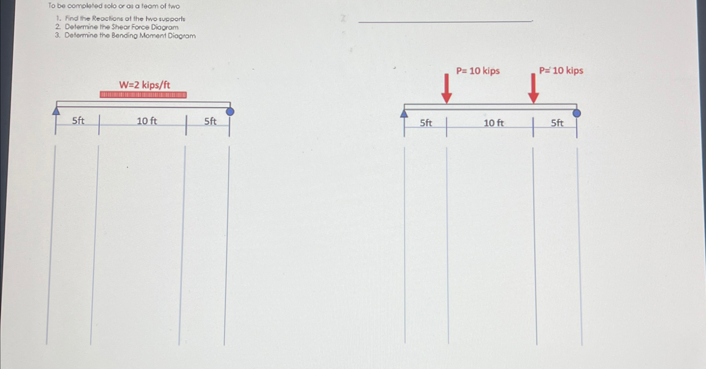 To be comoleted solo or as a teom of two Find the