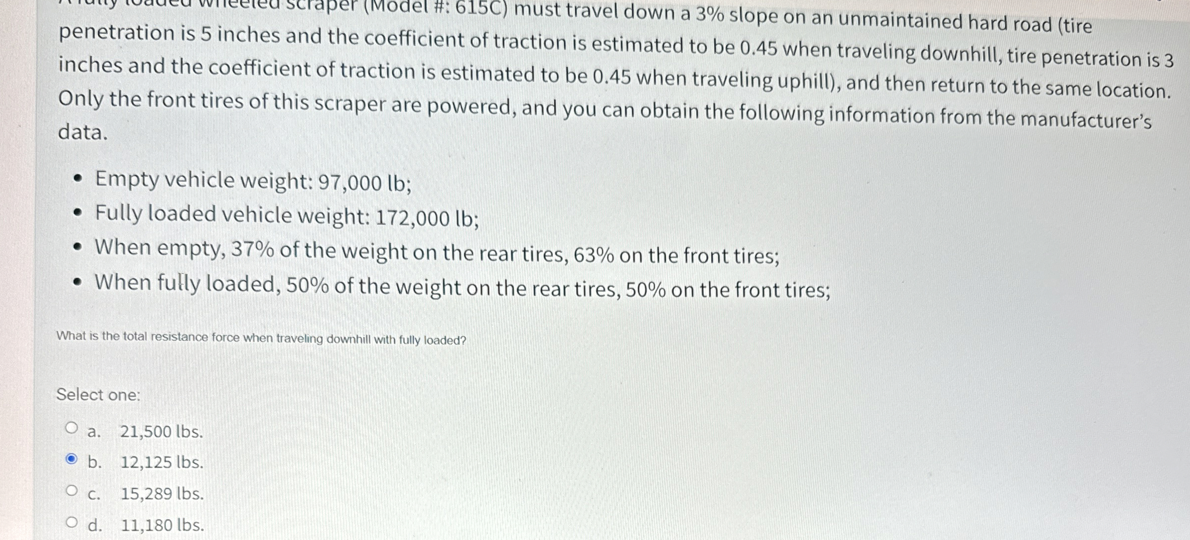 ( tire penetration is 5 inches and the