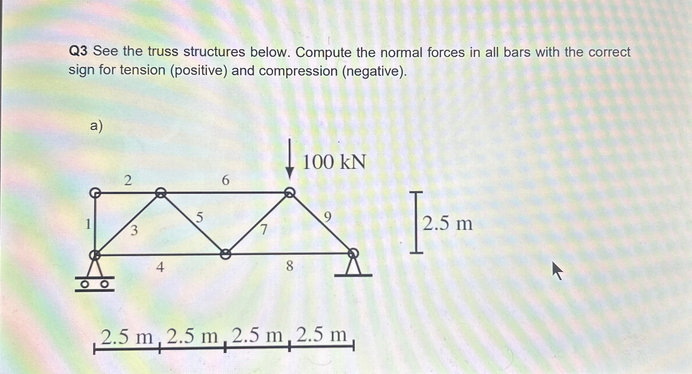 Q 3 See the truss structures below. Compute the